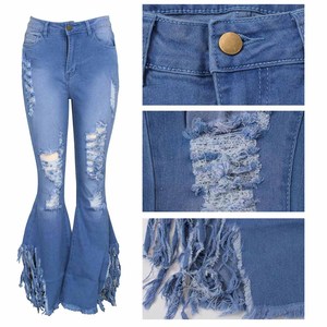 De moda de alta cintura <span class=keywords><strong>denim</strong></span> flare jeans para mujeres - Product Image 6