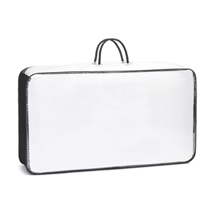 תיק 100% כותנה טבעי שמיכת אחסון לשמיכה בשקית רוכסן כפול עם ידיות - Product Image 3