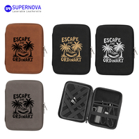 Étui de voyage en similicuir gravable au laser, personnalisable avec logo, cadeau d'entreprise, sac portable en cuir PU et EVA pour organiseur de câbles