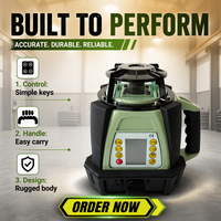 Niveau laser rotatif industriel, faisceau vert et rouge, auto-nivelant, horizontal, pente, construction, laser auto-rotatif