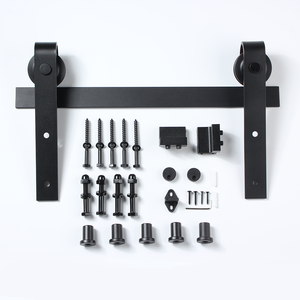 Kit de quincaillerie pour porte de grange en acier au carbone, rail coulissant complet, roulettes de suspension noires pour cuisine et salle de bain - Product Image 6