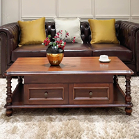 Table basse de salon vintage de style américain, table basse en bois massif sculpté, meubles pour la maison, l'appartement et l'hôtel