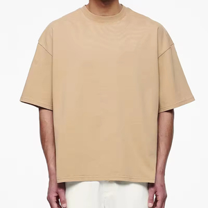 T-shirt essentiel ample à col rond pour l'été, streetwear, 100% coton, t-shirt uni, poids lourd, t-shirt pour homme - Product Image 1