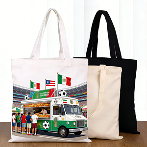Borsa Shopper in Tela di Cotone Personalizzata per la Coppa del <span class=keywords><strong>Mondo</strong></span> 2026, Design con Motivo di Giocatori di Calcio, Borsa Riutilizzabile Regalo per Tifosi - Product Image 1