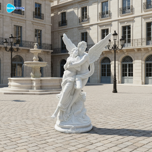 Scultura in Marmo Fatta a Mano di Cupido e Psiche, Design Europeo per Decorazione di Giardini, Chiese e Hotel, Statue d'Angelo in Stile Romano - Product Image 6
