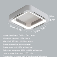 Ventilador de Techo sin Aspas 2026 con Luz, Montaje Empotrado, Control Inteligente por APP, Regulable, Cuadrado, con Luz LED y Control Remoto