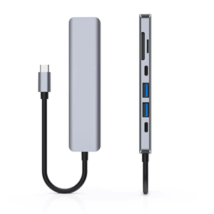 Hub USB Tipo-C 7 en 1 Personalizado con Ethernet 2.1, Lector, USB 3.0 5GB/s, Aleación de Aluminio, en Stock - Product Image 2
