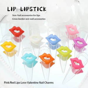 3D rosa/labios rojos amor San Valentín uñas encantos amante corazón aleación diseño joyería uñas arte manicura decoración diseñador uñas encantos - Product Image 4