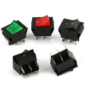 Interruptor basculante de luz, KCD4-201, 31x25mm, 250V, 6A, 6 pines, Dpdt, KCD4, T85, con Led