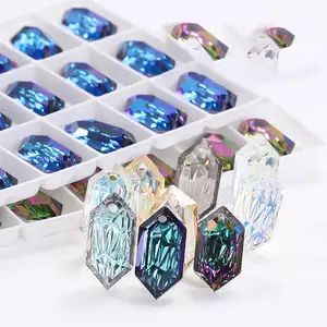 Xichuan Reliëf Serie Lange Ruit Glitter Custom Diy K9 Crystal Kraal Sieraden Hangers Voor Ketting Oorbel Broche Vrouwen