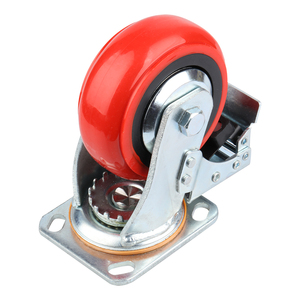 Fabricante chinês 3 Polegada Bloqueável Rodízio Plástico Rodas 44mm Largura Rodízios Giratórios com Rodas Vermelhas Ajustáveis - Product Image 1