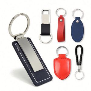 Custom Logo PU Leather Keychain Zinc Alloy Metal Keyring Stylish Car <b>Key</b> <b>Chain</b> with Personalised Logo - Product Image 5