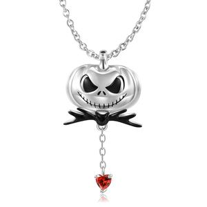 Colgante de calavera de calabaza para hombre y mujer, collar de <span class=keywords><strong>plata</strong></span> de ley 925 auténtica, joyas de fantasmas, regalos de Halloween - Product Image 2
