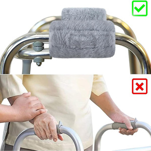 Xiaoxi Plush Armrest <b>Pads</b> For Walkers Grey Thickened Sponge Non Slip Grip Covers <b>Walking</b> Aid Accessories - Product Image 2