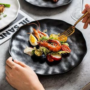 Plato <span class=keywords><strong>de</strong></span> Cena <span class=keywords><strong>de</strong></span> Cerámica Blanco Mate con Esmalte Reactivo, para Restaurantes <span class=keywords><strong>de</strong></span> Comida Occidental - Product Image 1