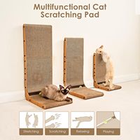 Grattoir à chat en carton et bois, grand format, pour chats d'intérieur, 26,8 pouces, en forme de L, vertical, avec jouet à bille et tapis