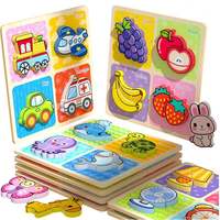 Rompecabezas Educativos de Madera Montessori, Múltiples Estilos, Dibujos Animados, Avanzados, Cuatro en Uno, para Bebés, Niños y Niñas