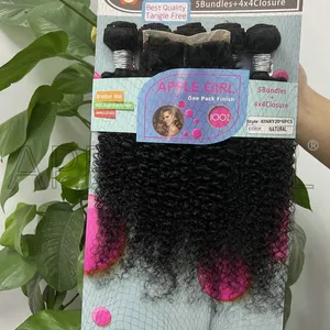 Presa di fabbrica personalizzabile tessuto brasiliano Apple Girl 5 + 1 crespi ricci P5/1 <span class=keywords><strong>extension</strong></span> di <span class=keywords><strong>capelli</strong></span> umani di alta qualità - Product Image 1
