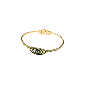 Bracelet ajustable en acier inoxydable 316L plaqué or PVD, motif œil porte-bonheur, style mode - Product Image 2