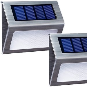 <b>Solar</b> Stainless Steel 3 LED Outdoor Wall Lamp <b>For</b> <b>Deck</b> Fence Stair <b>Lighting</b> Waterproof Light With <b>Solar</b> Panel - Product Image 4