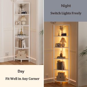 Scaffale angolare <span class=keywords><strong>antico</strong></span> rustico con luce a LED organizzatore in piedi bianco stretto scaffale per scaffali <span class=keywords><strong>angolo</strong></span> parete - Product Image 3