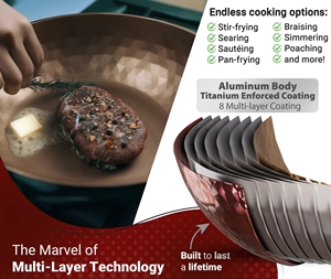 Diamond Premium <strong>Non</strong> <strong>Stick</strong> 11" Frying <strong>Wok</strong> Pan Hybrid Titanium-Coated 8-Layered Egg Omelet Stir Fry Skillet - Product Image 2