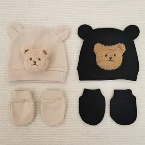 INS style coréen oreilles d'ours chapeau pour enfants bébé automne et hiver costume infantile chapeau fœtal mignon gants anti-rayures