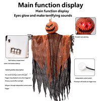 Nouveau modèle transfrontalier Halloween : Décoration de maison hantée suspendue moderne avec capteur électrique, fantôme et citrouille effrayante froissée