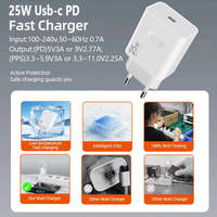 Adaptateur secteur Usb-c 25 w Bloc Usb Chargeur mignon Chargement rapide Bloc chargeur mural 25 Pd Chargeur 25 Watt Type c pour Usa