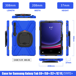 Étui antichoc en silicone anti-rayures pour Samsung Galaxy Tab <span class=keywords><strong>S9</strong></span> FE+ X610 X616N <span class=keywords><strong>S9</strong></span> <span class=keywords><strong>Plus</strong></span> avec béquille rotative intégrée et sangle d'épaule - Product Image 4