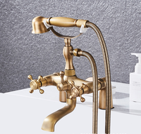 Ensemble de douche à effet pluie TONUA de style européen en laiton chromé, double colonne, à poser sur le plan, avec double poignée et mitigeur, robinet de bain moderne en céramique
