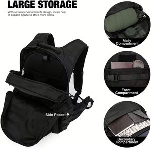 Sac à dos tactique unisexe en denim, design Molle, 28L, doublure en polyester, pour la randonnée et la moto - Product Image 4