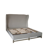 Offre Spéciale personnalisé Style Antique taille reine pin bois lit cadre haute qualité lin tissu moderne Design traditionnel stockage