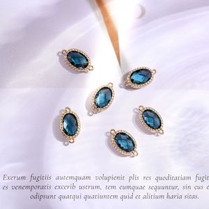 Pendentif ovale en saphir polyvalent, cristal artisanal à double trou, accessoire de bijouterie DIY, assorti pour collier et bracelet - Product Image 3