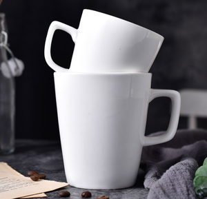 Mug à café en céramique blanche minimaliste avec poignée carrée, logo personnalisé, grande capacité, tasse à café pour hôtel, restaurant, bureau, vente en gros - Product Image 5