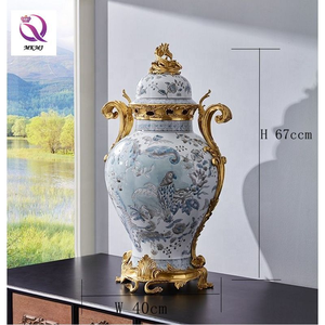 Grand et luxueux pot général en porcelaine bleue et blanche pour salon décoration de la maison pot de gingembre <span class=keywords><strong>vase</strong></span> décoratif - Product Image 6