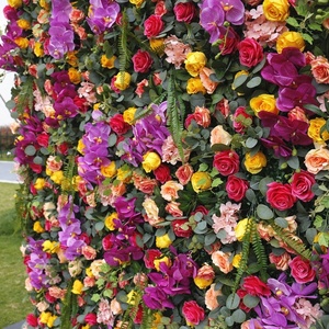 Mur de fleurs artificielles personnalisé en usine, fausse plante Phalaenopsis pour décoration de fête, mariage, anniversaire, fond de scène - Product Image 4