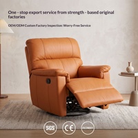 Fauteuil inclinable individuel en cuir véritable, style minimaliste moderne et luxe discret, exclusivité transfrontalière, pour salons