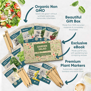 Coffret cadeau de Semences de légumes patrimoniaux certifiés biologiques, lot de 9 sacs de culture de plantation, tomates cerises, laitue romaine, pois pression sucre - Product Image 3