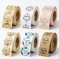 Adesivi Personalizzati di Ringraziamento in Rotolo, Etichette Adesive Impermeabili in Vinile PP, Adesivi Rotondi Sigillanti per Confezioni Regalo e Prodotti da Forno