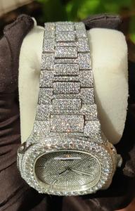 Montre mécanique automatique de qualité supérieure, pierres en moissanite glacées, acier inoxydable, design simple, analogique, unisexe, luxe, précision impeccable - Product Image 6