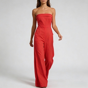 <span class=keywords><strong>Combinaison</strong></span> élégante sur mesure pour femme, rouge, sans bretelles, taille haute, jambes larges, avec poches, idéale pour les invitées de <span class=keywords><strong>mariage</strong></span> et les soirées - Product Image 1