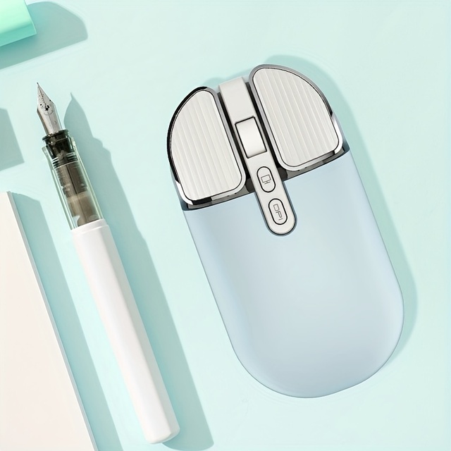 New Dual Mode Wireless Mouse Rechargeable 2400dpi Mouse Design Unique Shape 2.4G Metal Scroll Wheel Mouse Computer Accessories