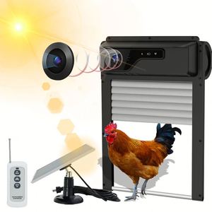 Retail App-Controlled Chicken Coop Door Opener Night Vision <b>Camera</b> <b>Solar</b>-<b>Powered</b> Memory Card Storage Automatic Remote Control - Product Image 1