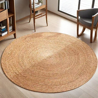 Tapis rond en jonc tissé à la main, grand tapis de sol pour salon, décoration photographique, style campagnard américain, couleur unie