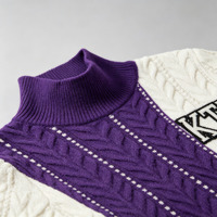 Robe pull décontractée pour femme à manches courtes, col imitation côte, rayures contrastées, personnalisable par les fabricants de tricots