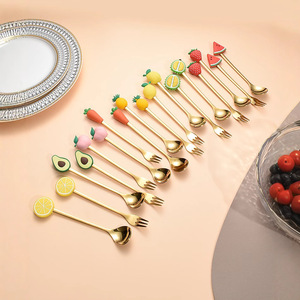 Cross-border 304 stainless steel high-value cartoon gift set, creative and cute coffee <b>stirrer</b>, dessert spoon, fruit fork - Product Image 3