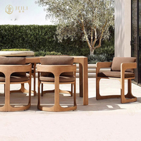 Ensemble de meubles d'extérieur de luxe JEILI Alibaba, table en teck, chaise avec coussin brun pour hôtel, projet de véranda