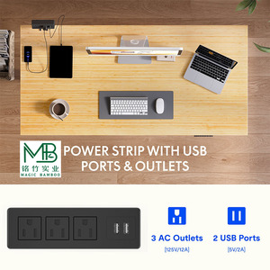 Scrivania Elettrica Intelligente <span class=keywords><strong>in</strong></span> Bambù Moderna e Regolabile con Presa di Corrente Integrata e Doppie Porte USB per Ricarica, per <span class=keywords><strong>Ufficio</strong></span> Domestico - Product Image 3