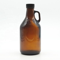 Bouteilles en verre ambré de 1L, 2L, 3L, 4L, 5L avec bouchon et insert en plastique noir pour vin de miel